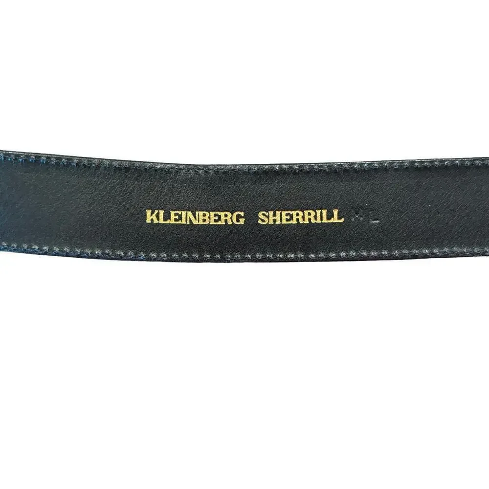 KLEINBERG SHERRILL Gold Tone Buckle with Black Snake Pattern Strap- Medium Large